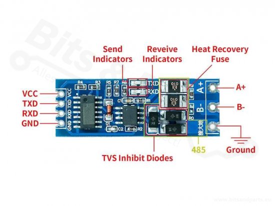 UART TTL  naar RS485 Two-way converter - Elecrow